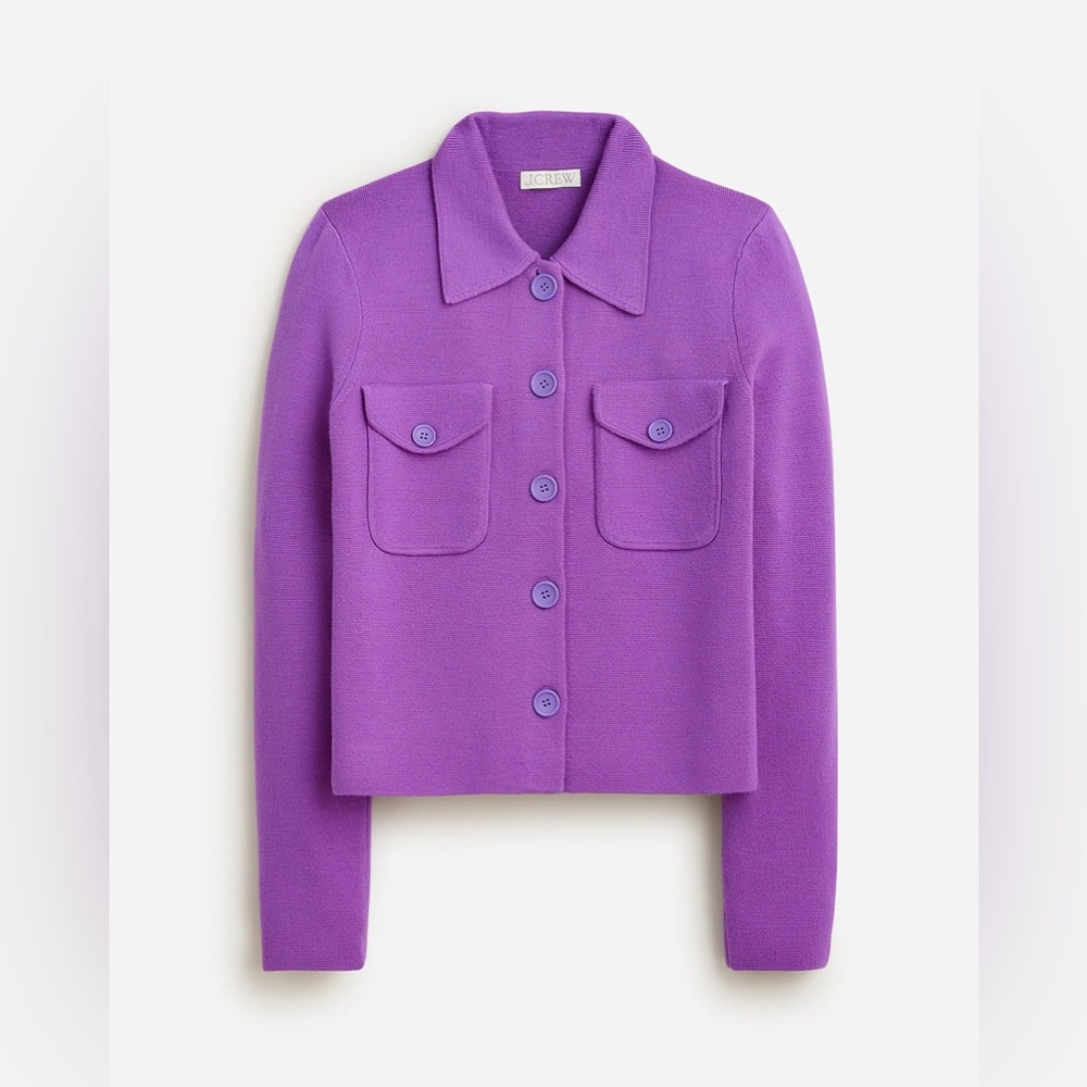 NWOT J.Crew Merino wool patch-pocket sweater-jacket